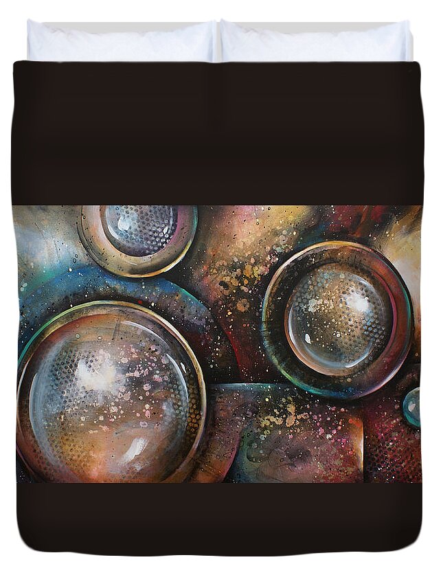 Abstract Duvet Cover featuring the painting ' Inevitable' by Michael Lang