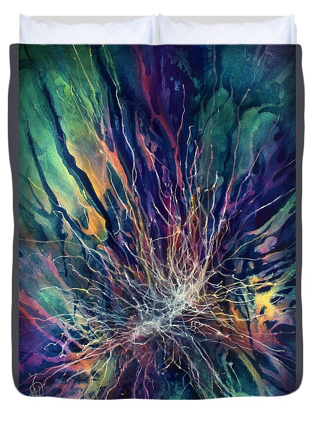 Abstract Duvet Cover featuring the painting ' Point of Creation ' by Michael Lang