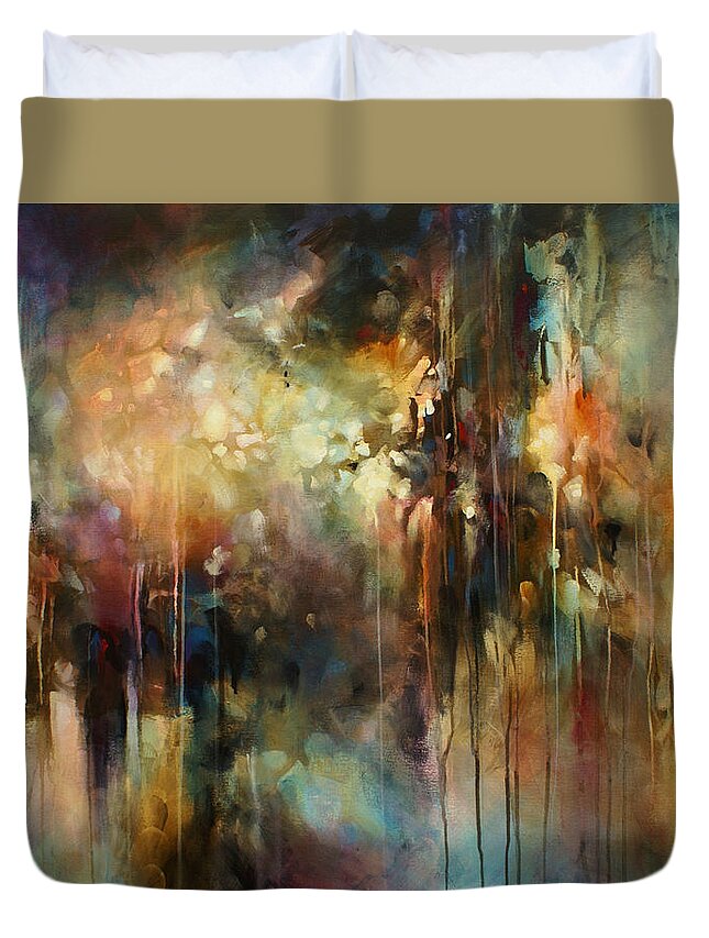Large Duvet Cover featuring the painting ' Summers Rain ' by Michael Lang