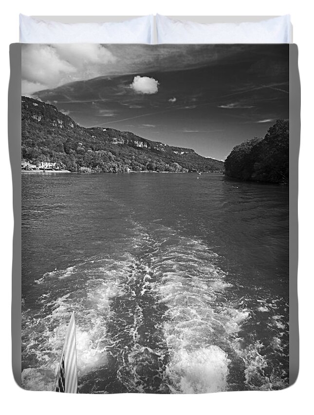 Wake Duvet Cover featuring the photograph A Wake, River and Sky by George Taylor