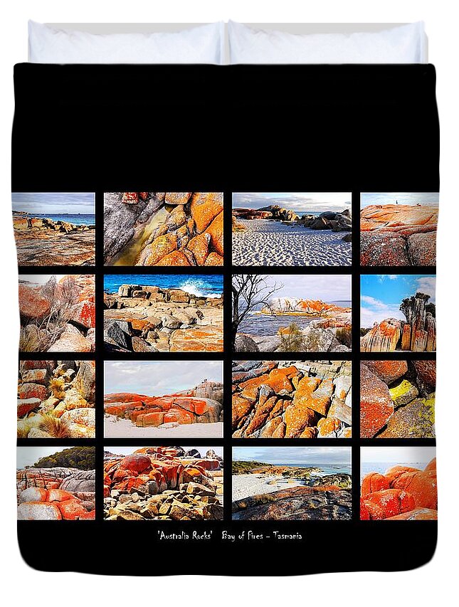 ' Australia Rocks ' Series By Lexa Harpell Duvet Cover featuring the photograph ' Australia Rocks ' - Bay of Fires - Tasmania by Lexa Harpell