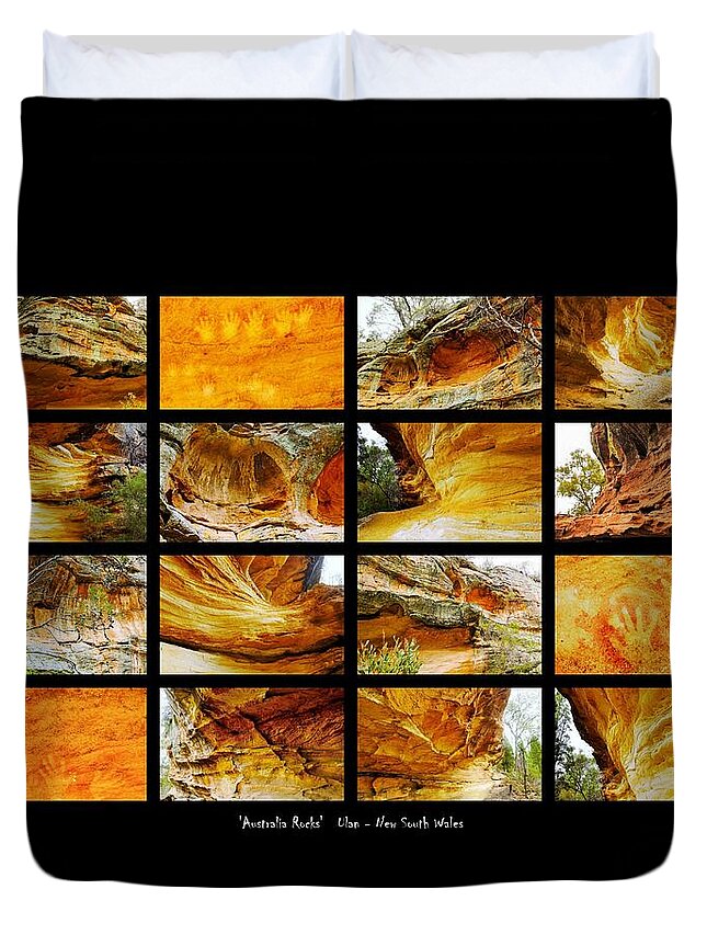 ' Australia Rocks ' Series By Lexa Harpell Duvet Cover featuring the photograph ' Australia Rocks ' - Hands on Rock - Ulan, New South Wales by Lexa Harpell