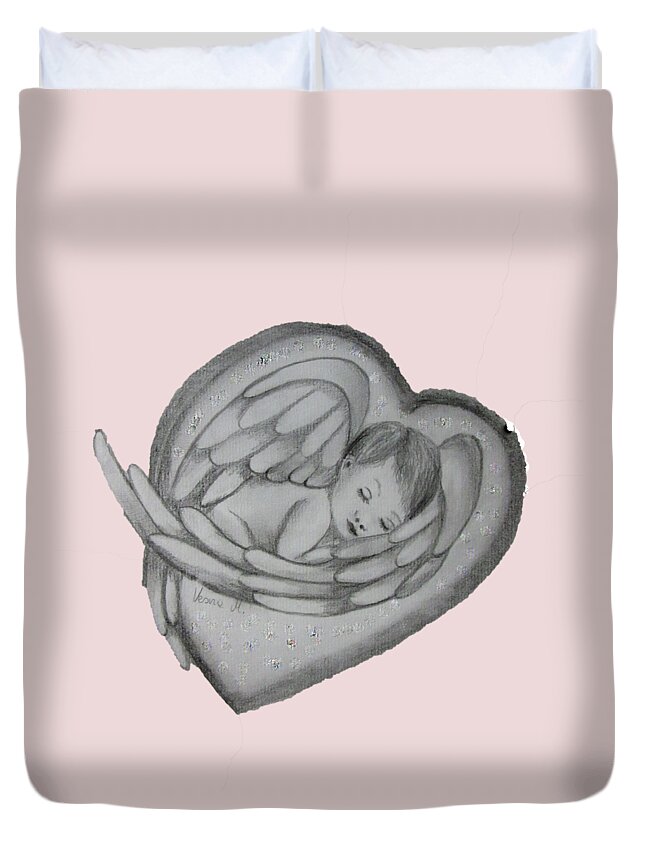  Baby Duvet Cover featuring the digital art baby Angel by Vesna Martinjak