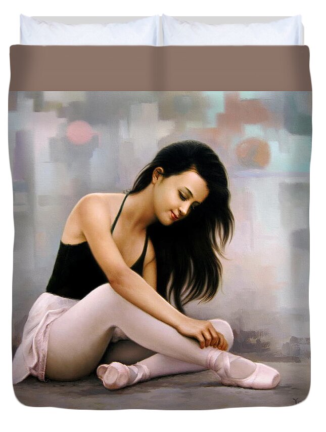 Ballerina Duvet Cover featuring the painting Ballerina Dreams by Yoo Choong Yeul