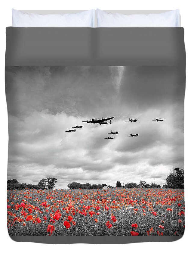 Avro Duvet Cover featuring the digital art Battle Of Britain Anniversary - Selective by Airpower Art