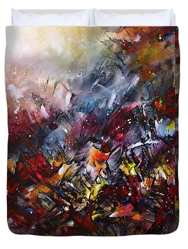 Abstract Duvet Cover featuring the painting ' Catastrophe ' by Michael Lang