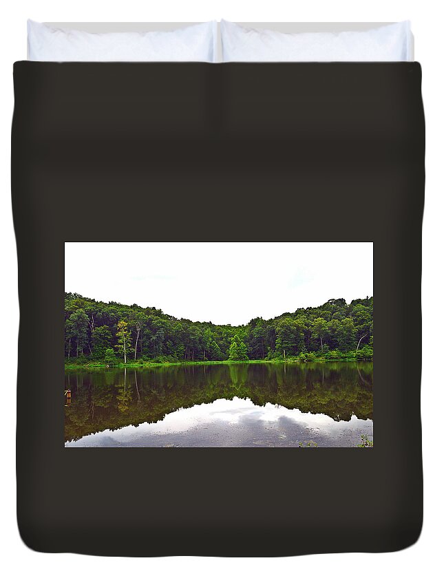 Forest Water Reflection. Green Duvet Cover featuring the photograph Ferdinand Forest Reflection by Stacie Siemsen