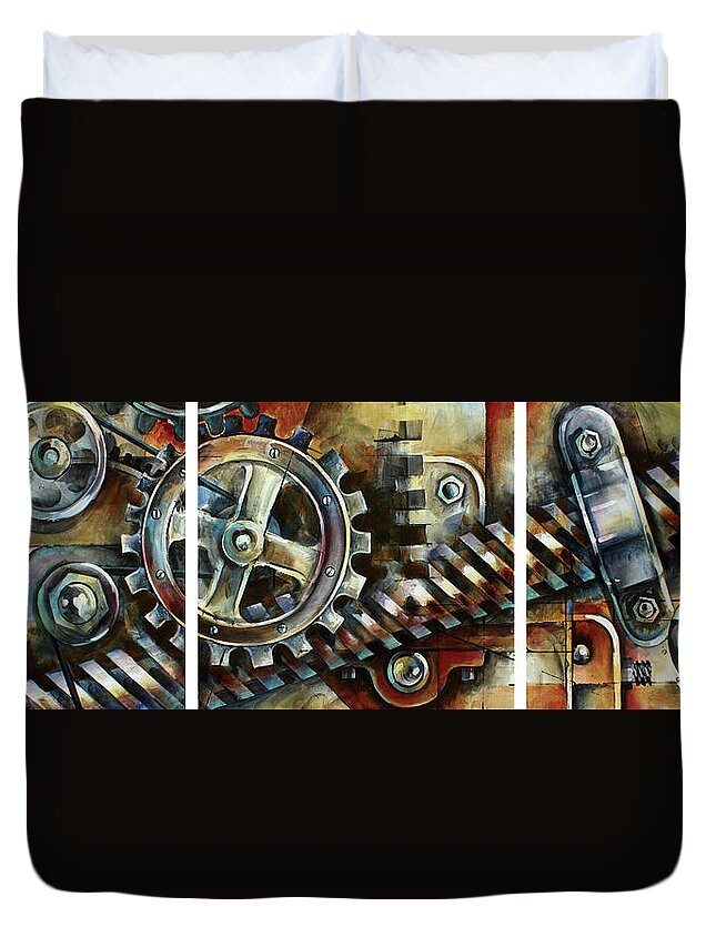Mechanical Duvet Cover featuring the painting ' Harmony' by Michael Lang