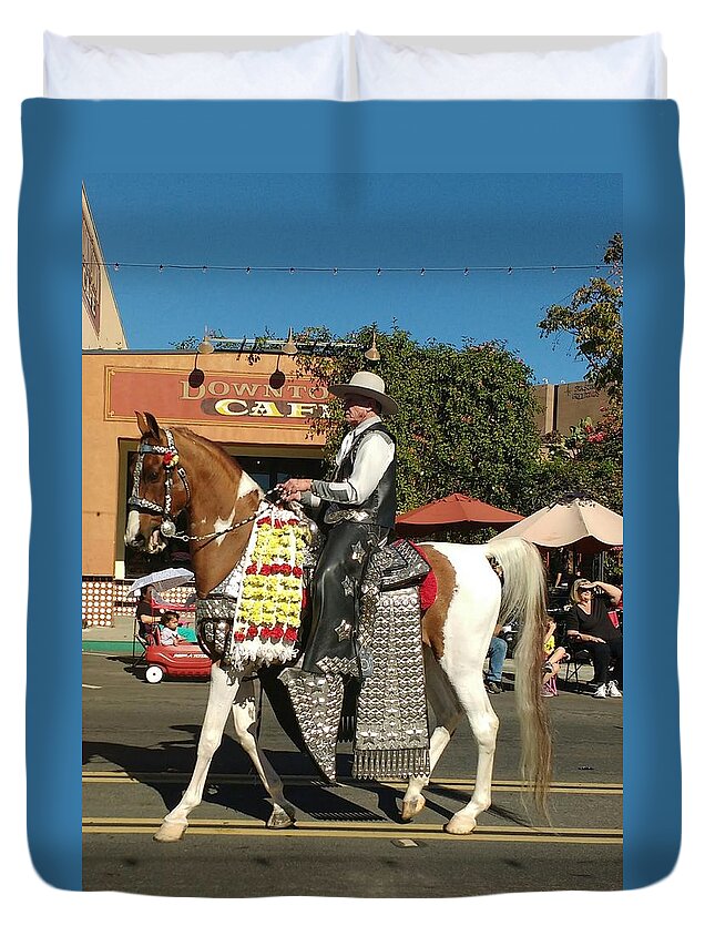 Horse Duvet Cover featuring the photograph Perfect Cowboy Rider by Dominick R Gallegos