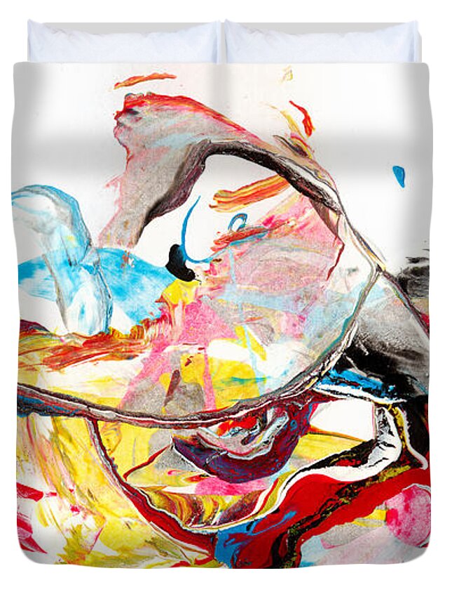 Abstract Duvet Cover featuring the painting Princess - Abstract Colorful Mixed Media Painting by Modern Abstract