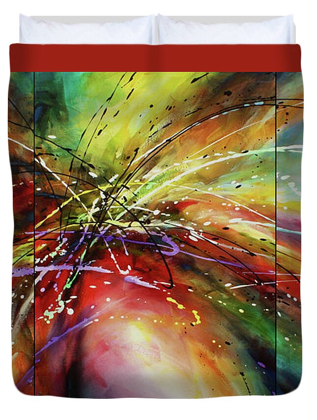 Abstract Duvet Cover featuring the painting ' Shattered Forms ' by Michael Lang