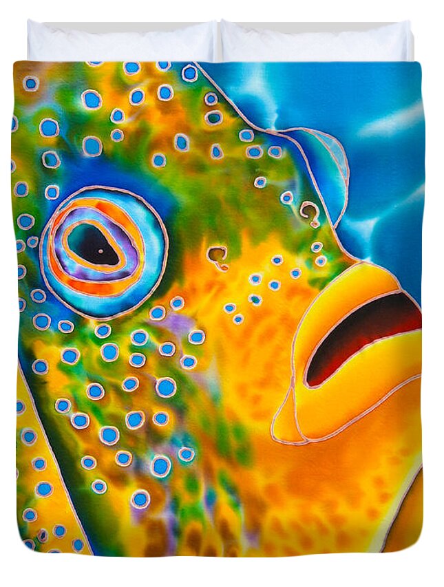 Fish Art Duvet Cover featuring the painting Angelfish by Daniel Jean-Baptiste