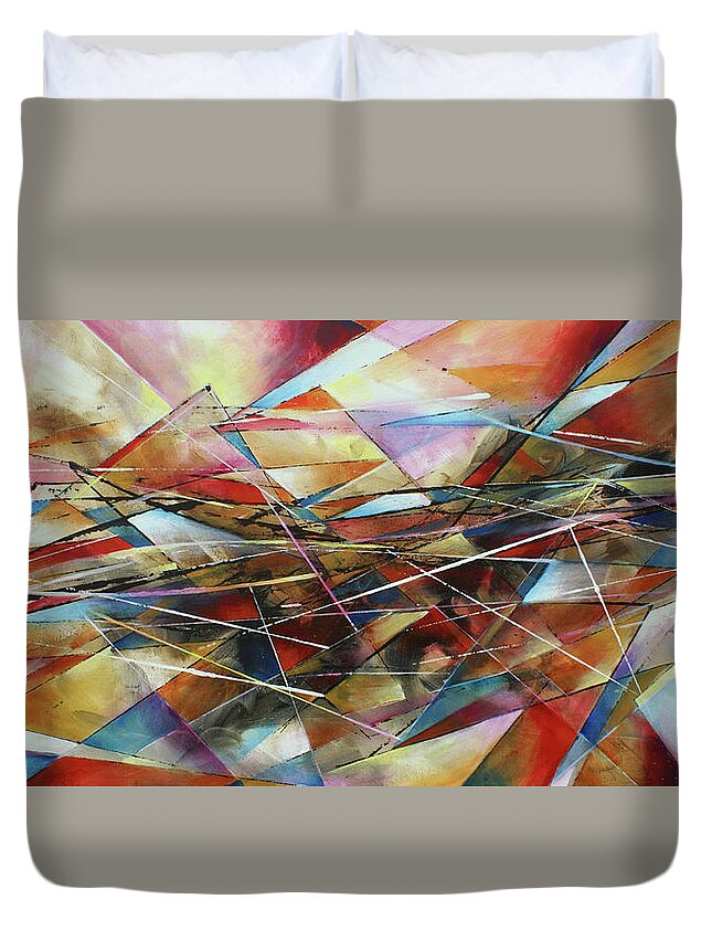 Abstract Duvet Cover featuring the painting ' Surface ' by Michael Lang