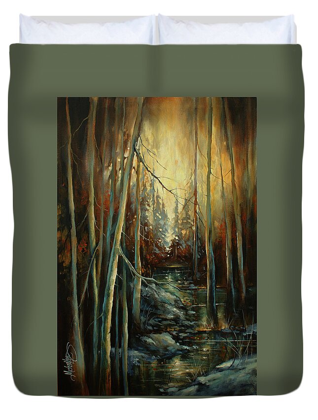 Landscape Duvet Cover featuring the painting ' Transitions 2 ' by Michael Lang