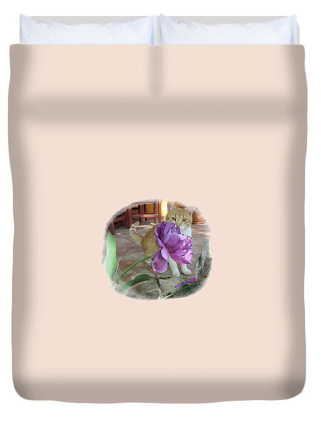 Cat Duvet Cover featuring the photograph You see me by Vesna Martinjak