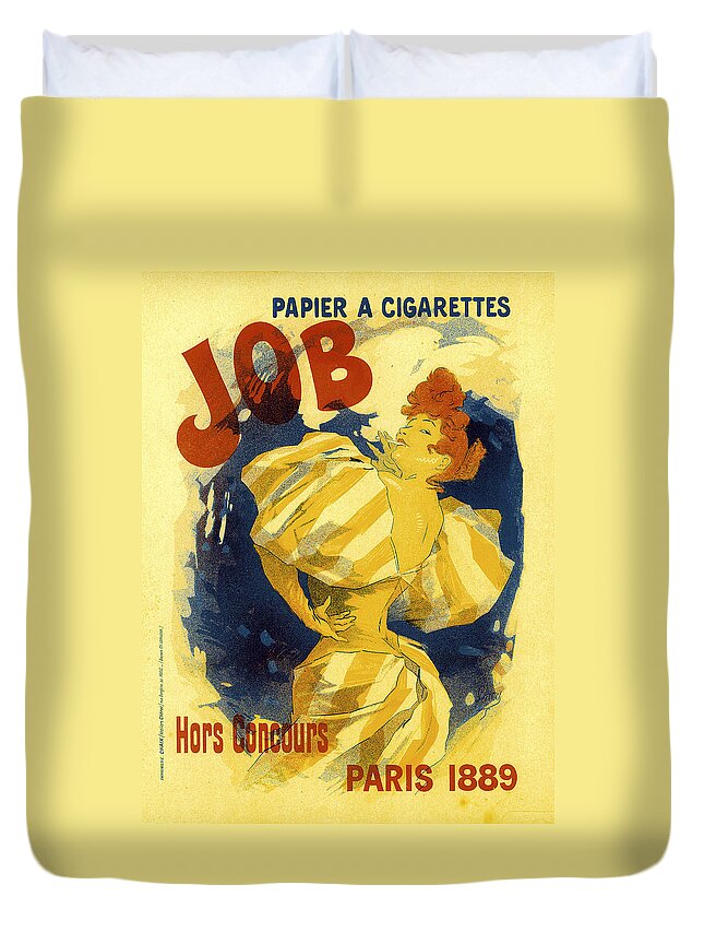 Jules Cheret Duvet Cover featuring the painting Job Cigarette Paper by Jules Cheret