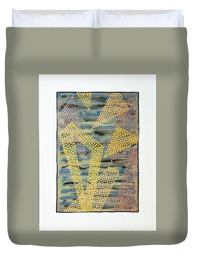 Abstract Duvet Cover featuring the painting 01333 Left by AnneKarin Glass