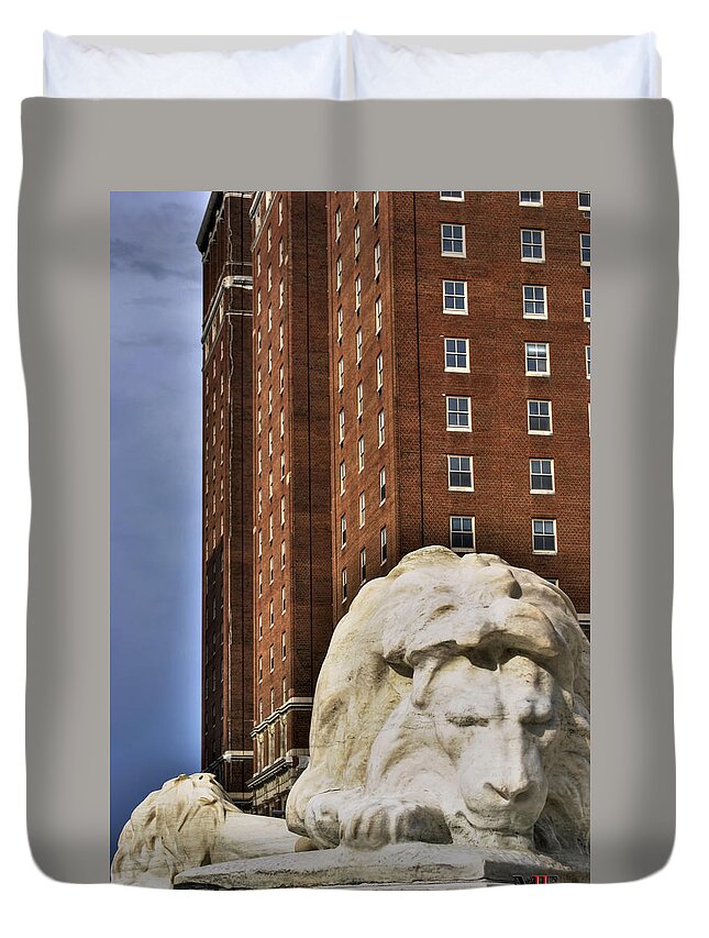 Buffalo Duvet Cover featuring the photograph 02 The Statler Towers by Michael Frank Jr