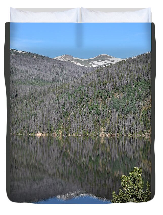 Mountains Duvet Cover featuring the photograph Chambers Lake Reflection Hwy 14 CO by Margarethe Binkley