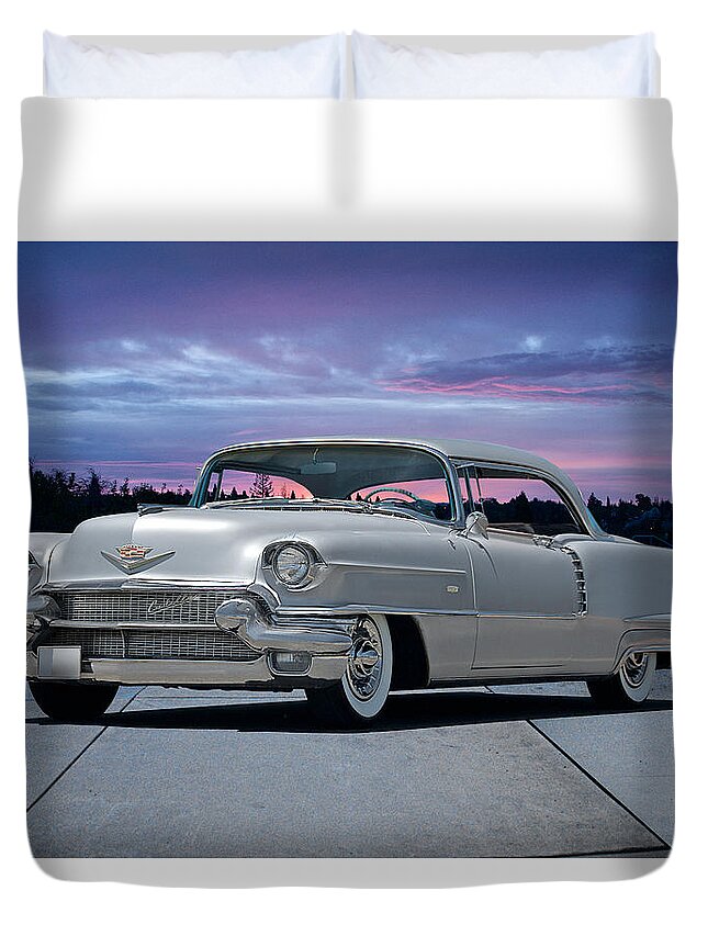 Automobile Duvet Cover featuring the photograph 1955 Cadillac Coupe DeVille by Dave Koontz