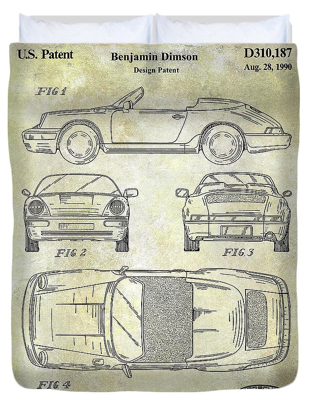 Porsche Patent Duvet Cover featuring the photograph 1990 Porsche 911 Patent by Jon Neidert