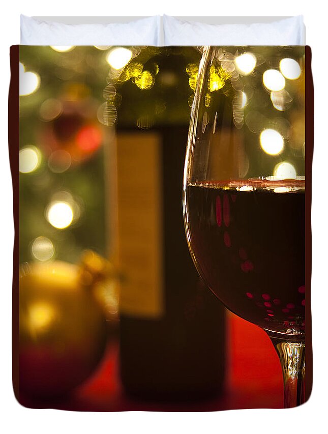 Christmas Duvet Cover featuring the photograph A Drink by the Tree #3 by Andrew Soundarajan