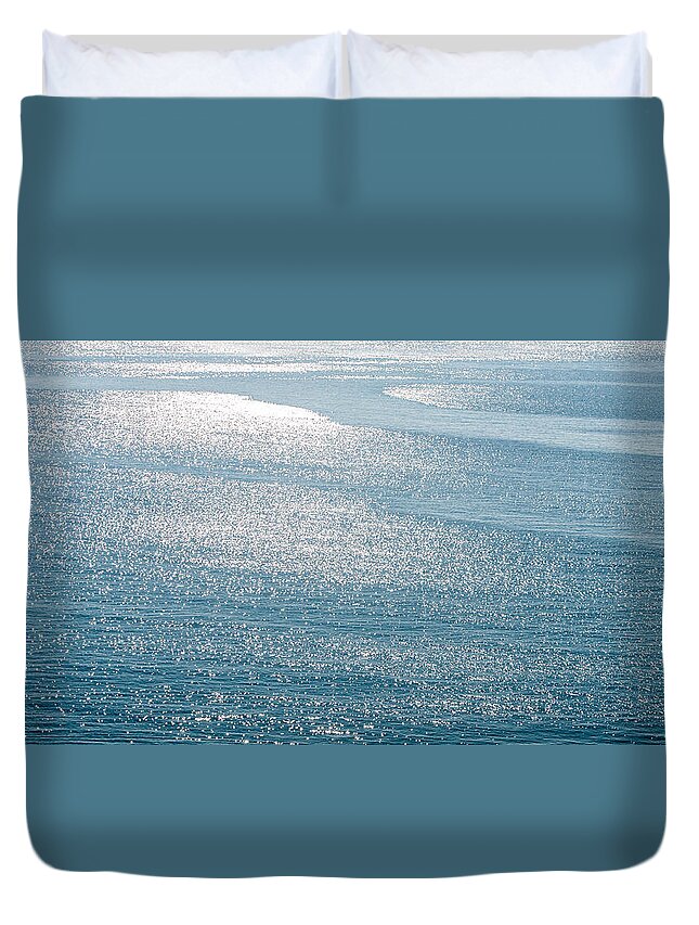 Ocean Duvet Cover featuring the photograph Abstract blue sea water with ripples for background #1 by Michalakis Ppalis