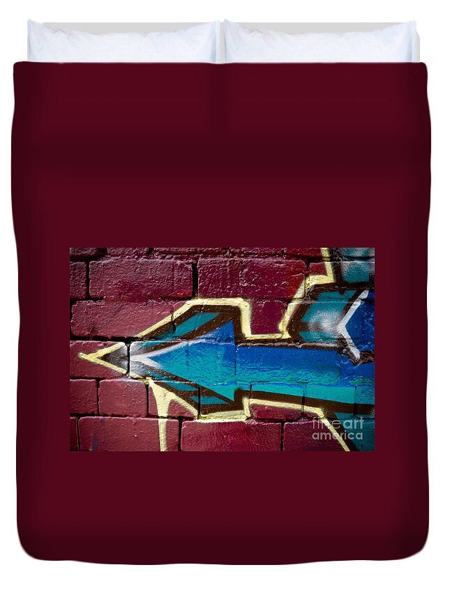 Abstract Duvet Cover featuring the painting Abstract Graffiti arrow #1 by Yurix Sardinelly