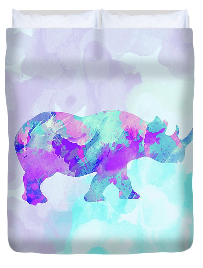 Drawing Duvet Cover featuring the digital art Abstract Rhino #1 by Amir Faysal