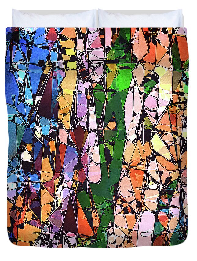 Stained Glass Duvet Cover featuring the digital art Abstract Stained Glass #1 by Phil Perkins