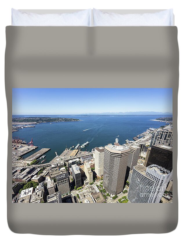 America Duvet Cover featuring the photograph Aerial view of Seattle skyline in USA #1 by Didier Marti