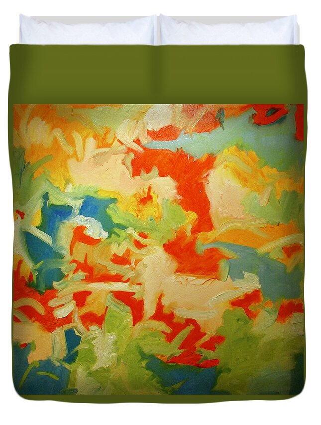 Abstract Duvet Cover featuring the painting All Along The Way #1 by Steven Miller