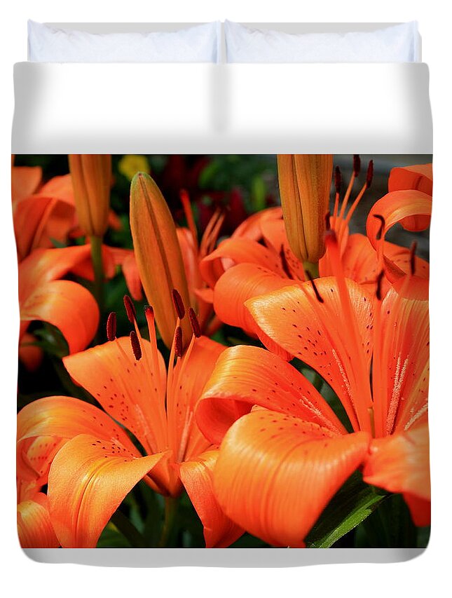 Orange Duvet Cover featuring the photograph All consuming orange #1 by Trent Mallett