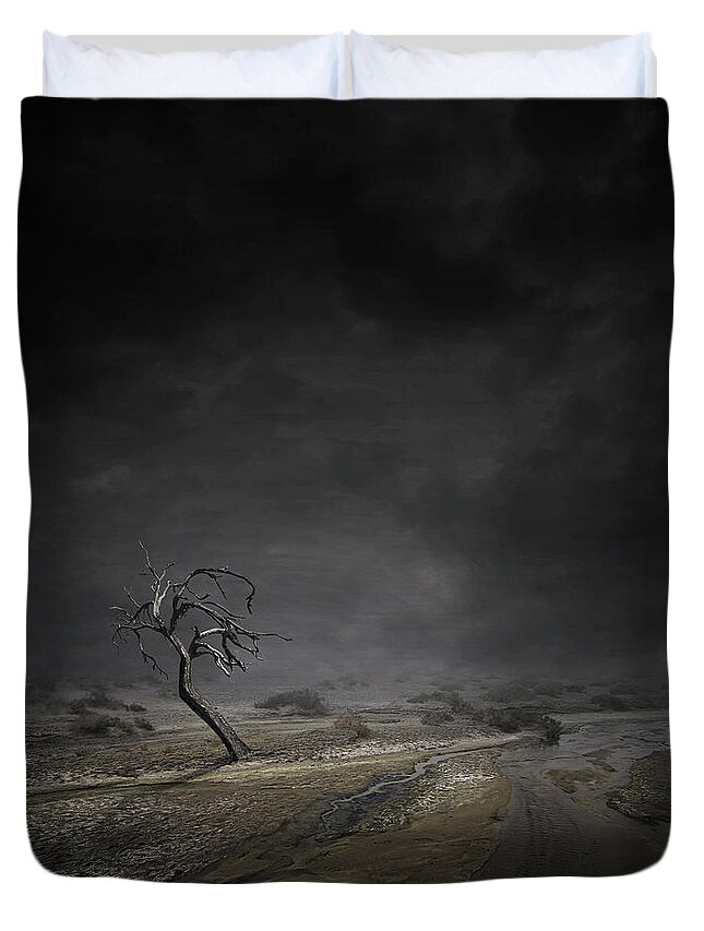 Alone Duvet Cover featuring the digital art Alone by Zoltan Toth