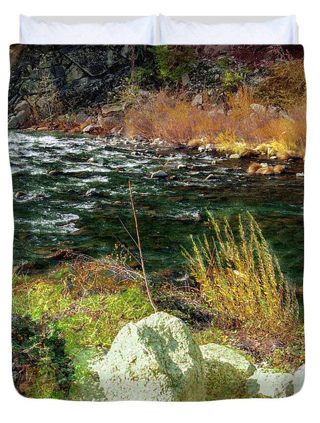 Stream Duvet Cover featuring the digital art Along The Stream #1 by Richard Baron