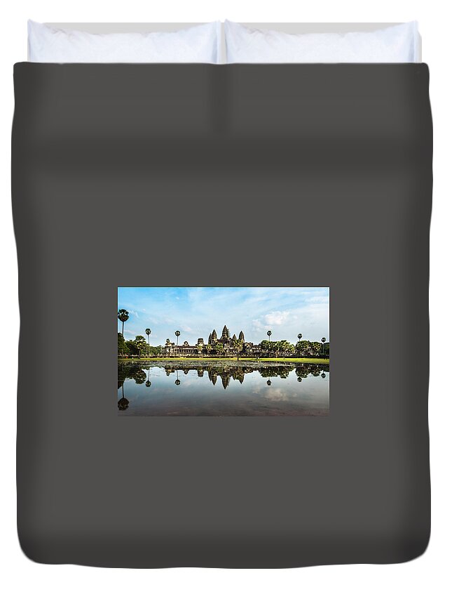 Asia Duvet Cover featuring the photograph Angkor wat #1 by Usha Peddamatham