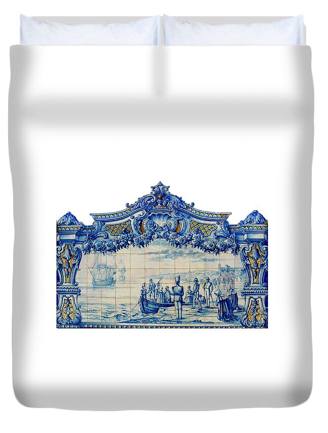 Portugal Duvet Cover featuring the photograph Antique Tile by Jean Wolfrum