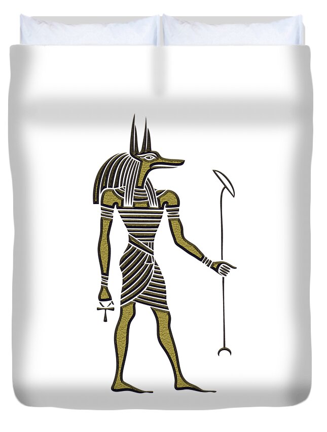 Africa Duvet Cover featuring the mixed media Anubis - God of ancient Egypt #1 by Michal Boubin