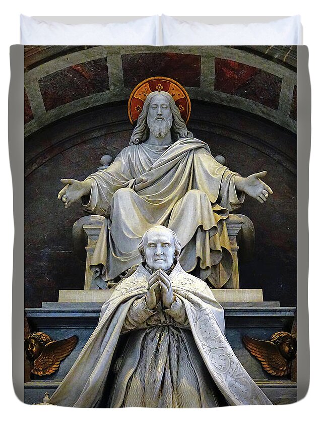 Vatican Duvet Cover featuring the photograph Artwork Within St. Peters Basilica At The Vatican #1 by Rick Rosenshein