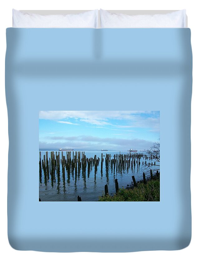 Ships Duvet Cover featuring the photograph Astoria Ships II #1 by Quin Sweetman