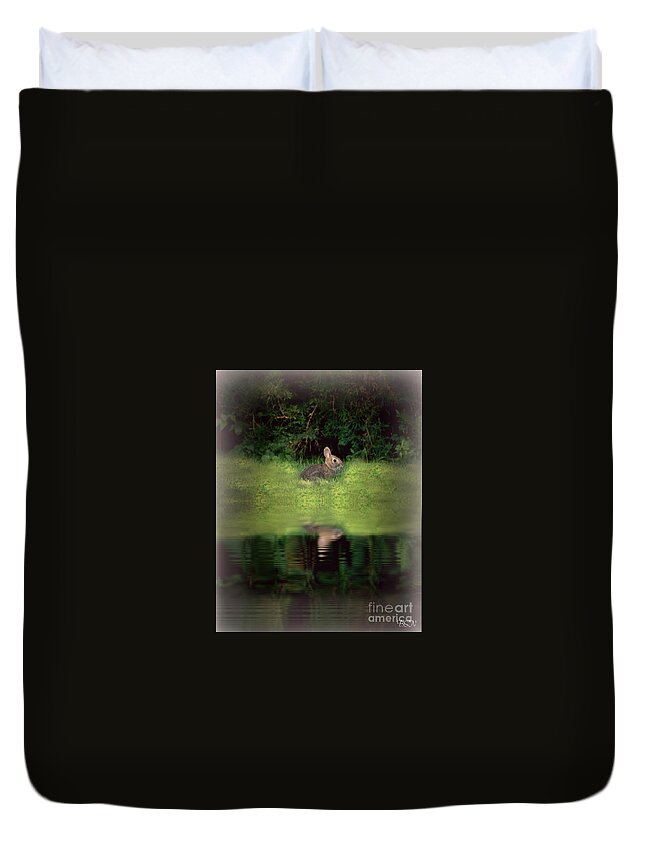 Rabbit Duvet Cover featuring the photograph Dusk Bunny by Barbara S Nickerson