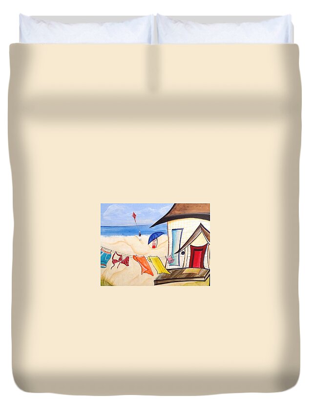 Beach Duvet Cover featuring the painting At the Beach by Heather Lovat-Fraser