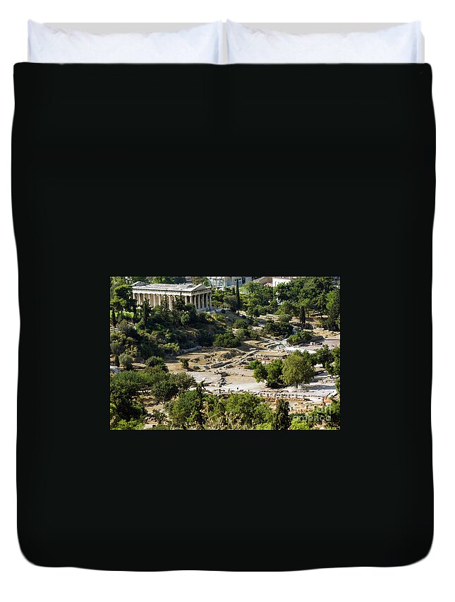 Athens Duvet Cover featuring the photograph Athens Temple of Hephaestus #2 by Bob Phillips