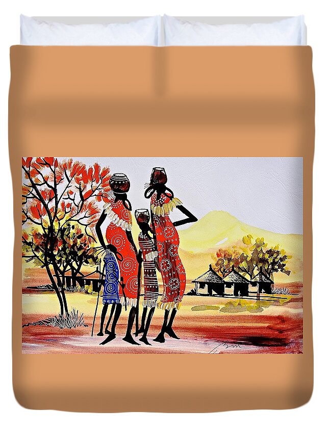 True African Art Duvet Cover featuring the painting B 271 #1 by Martin Bulinya