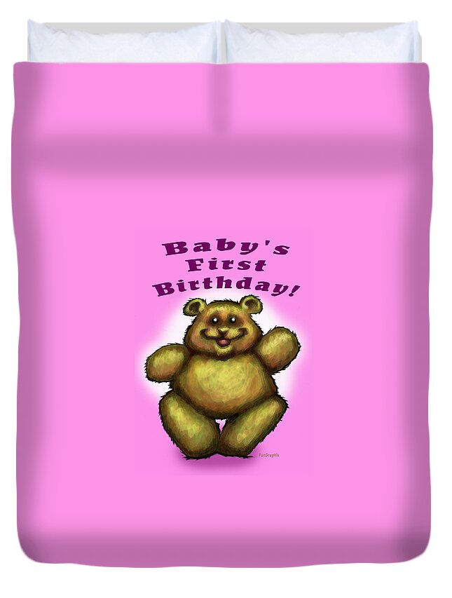 Baby Duvet Cover featuring the greeting card Babys First Birthday #1 by Kevin Middleton