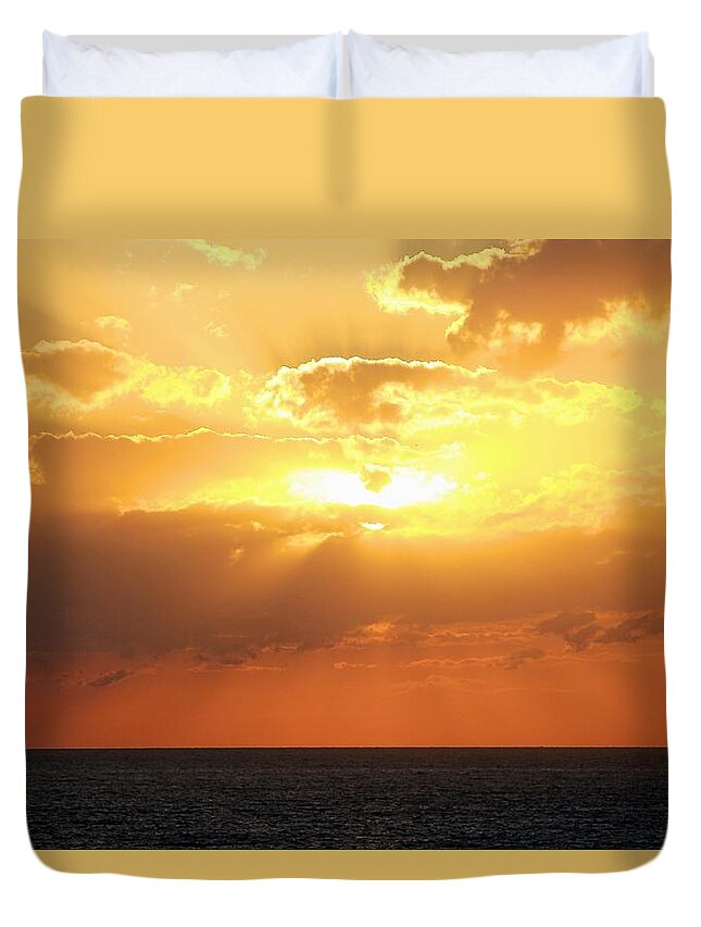 Water Duvet Cover featuring the photograph Bahamas Sunset #1 by Mike Dunn