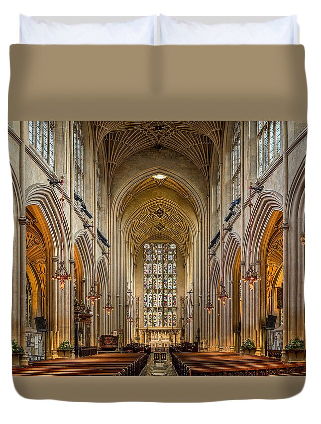 Anglican Duvet Cover featuring the photograph Bath Abbey #1 by Mark Llewellyn