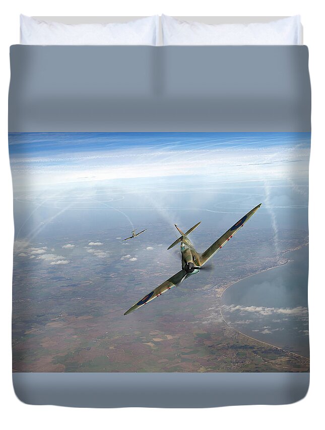 Battle Of Britain Duvet Cover featuring the photograph Battle of Britain Spitfires over Kent #2 by Gary Eason