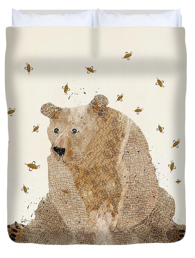 Bears Duvet Cover featuring the painting Bear Grizzly #1 by Bri Buckley