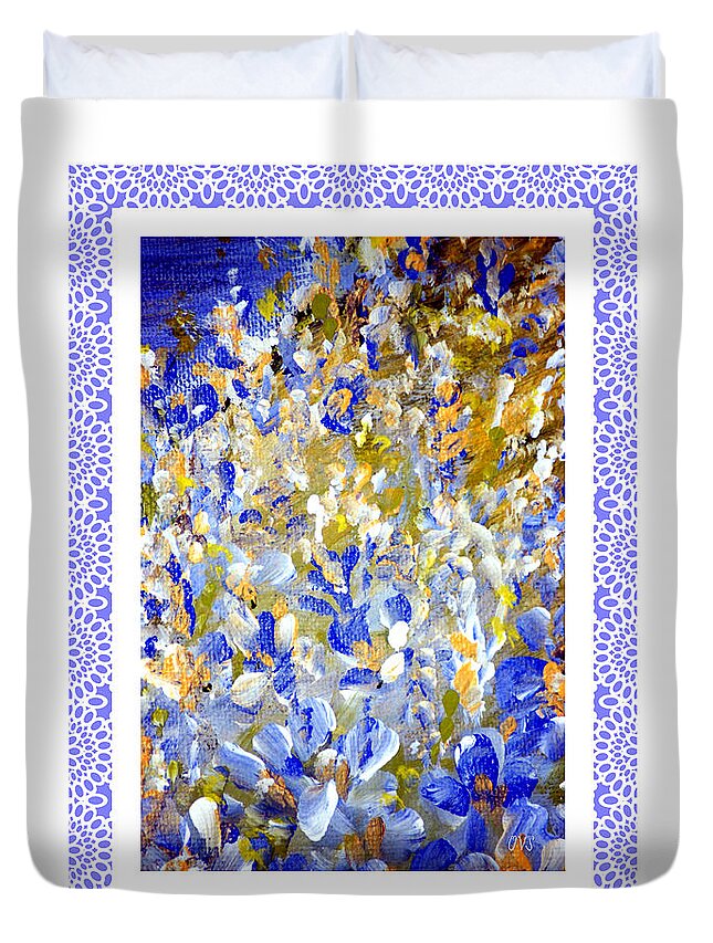 Flowers Painting In A White Frame Duvet Cover featuring the painting Beautiful. Flowers Painting in a White Frame by Oksana Semenchenko